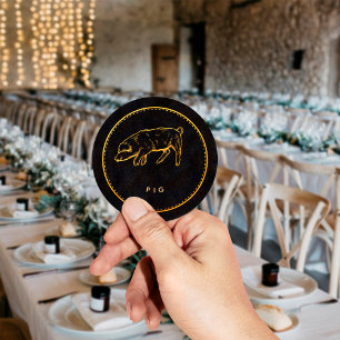Sticker Rond Choix de Nourriture pour un Mariage de Porc Élégan