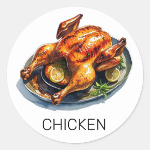 Sticker Rond Choix de repas pour Mariage de poulet personnalisé