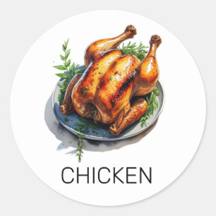 Sticker Rond Choix de repas pour Mariage de poulet personnalisé