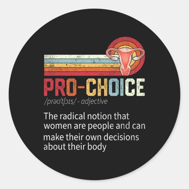 Sticker Rond Choix Définition Droits Féministes Drôle (Devant)