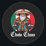 Sticker Rond Cholo Christmas - Cholo Claus - Fun Mexican Père N<br><div class="desc">Cholo Christmas - Cholo Claus - Fun Mexican Père Noël</div>