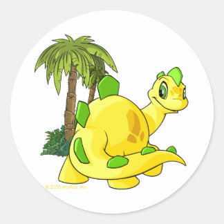 Sticker Rond Chomby jaune tyrannien regardant