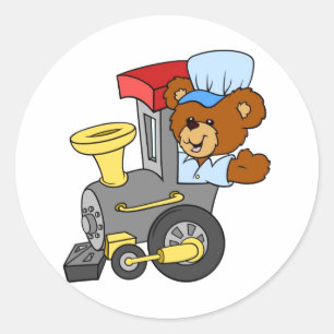 Sticker Rond Choo Choo Train Teddy Bear