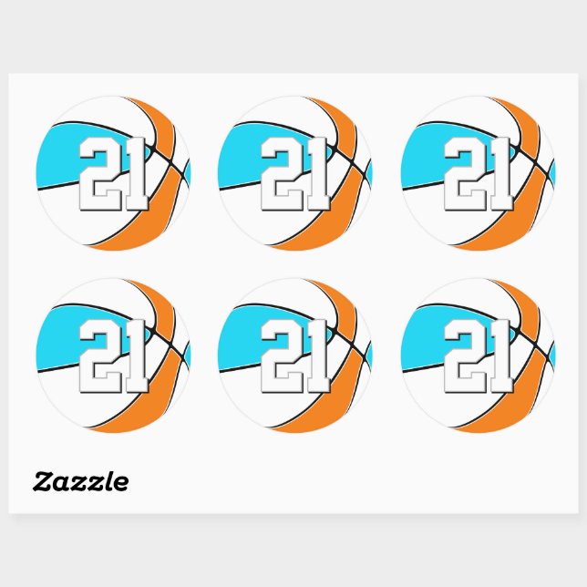 Sticker Rond choose ANY team colors girls boys basketball (Feuille)