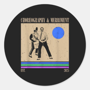 Sticker Rond Chorégraphie Et Merriment Art Rétro Imprimer