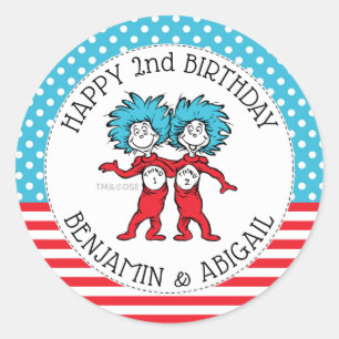 Sticker Rond Chose Un Chose Deux Anniversaire de Jumeaux