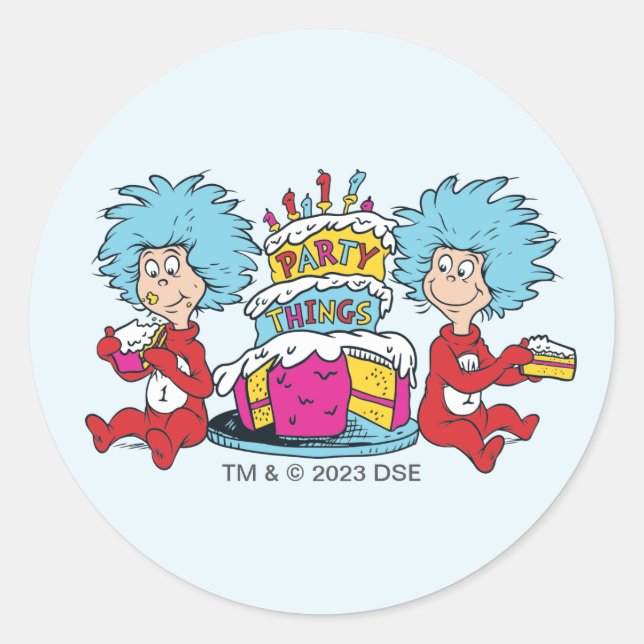 Sticker Rond Chose Un Chose Deux Choses de Fête (Devant)