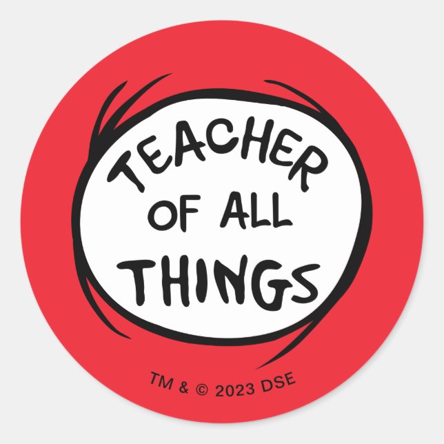 Sticker Rond Chose Une Chose Deux - Enseignant de toutes choses (Devant)