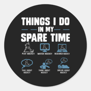 Sticker Rond Choses de hockey que je fais pendant mon temps lib