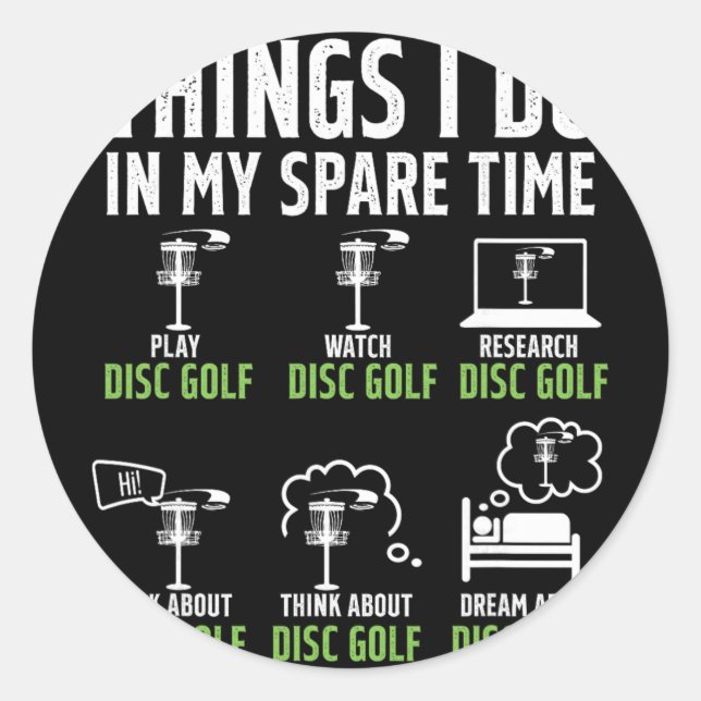 Sticker Rond Choses que je fais dans mon temps libre Disc Golf  (Devant)