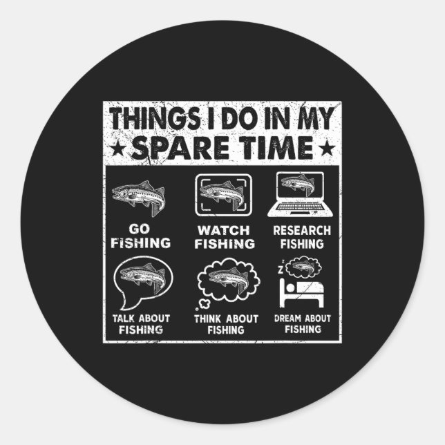 Sticker Rond Choses que je fais pendant mon temps libre Pêche d (Devant)