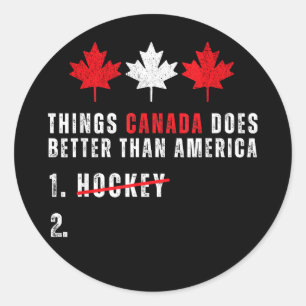 Sticker Rond Choses que le Canada fait mieux que l'Amérique 1 h