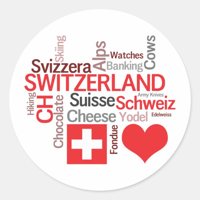 Sticker Rond Choses suisses préférées - amour Suisse d'I (Devant)