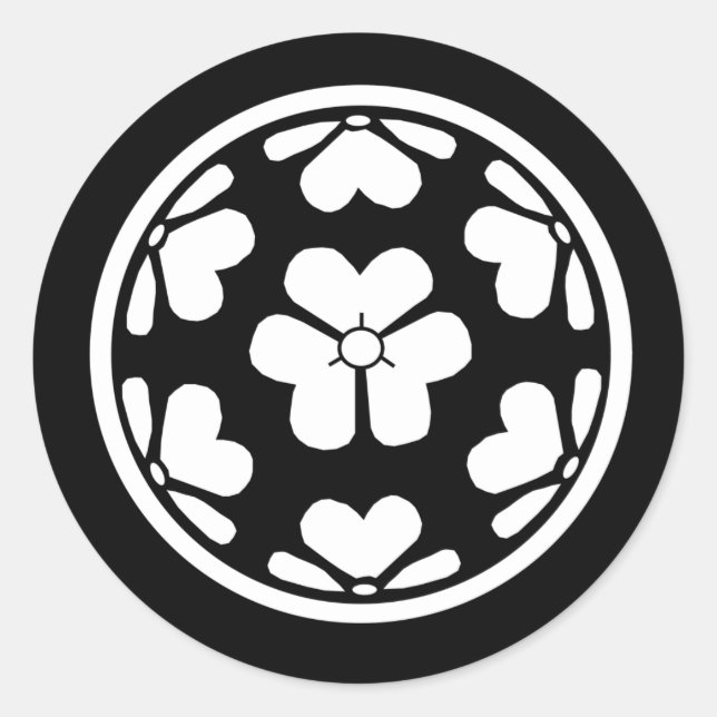 Sticker Rond Chosokabe Mon Japonais Samurai Clan (Devant)