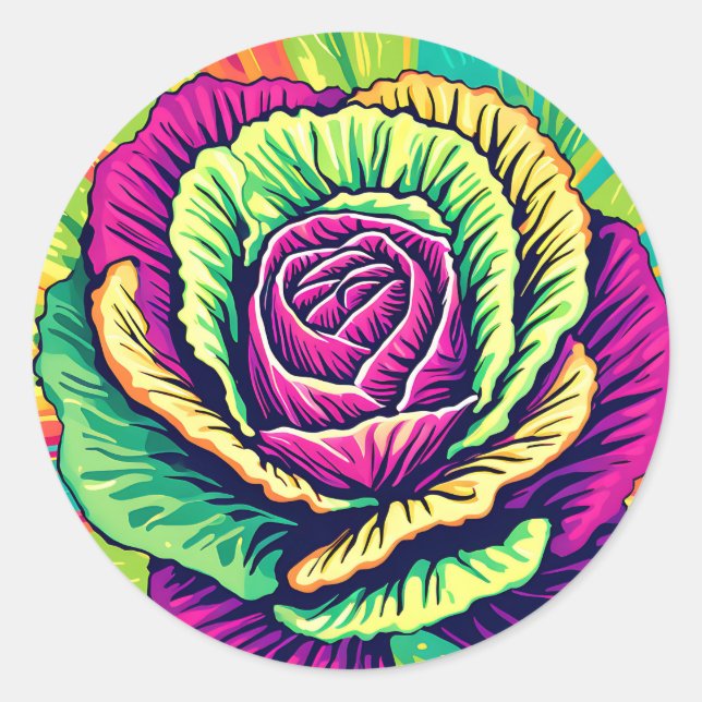 Sticker Rond Chou Vivant Pop Art (Devant)