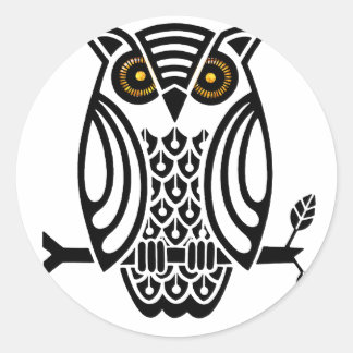 Sticker Rond Chouette à chaud graphique