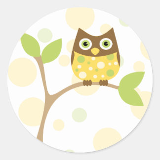 Sticker Rond Chouette-bébé jaune