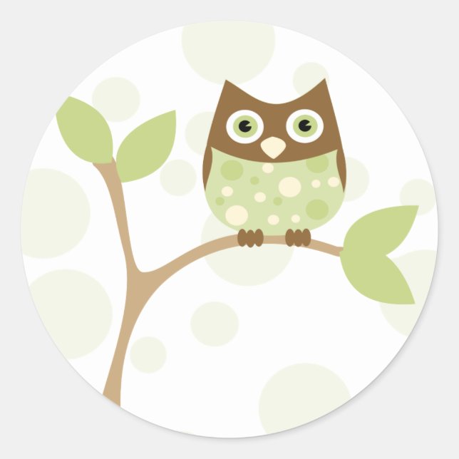 Sticker Rond Chouette bébé verte douce (Devant)