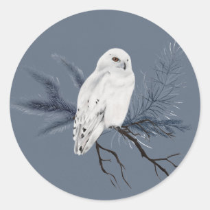 Sticker Rond Chouette blanche élégante sur le membre Holly