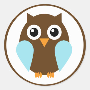 Sticker Rond Chouette bleue