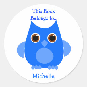 Sticker Rond Chouette bleue