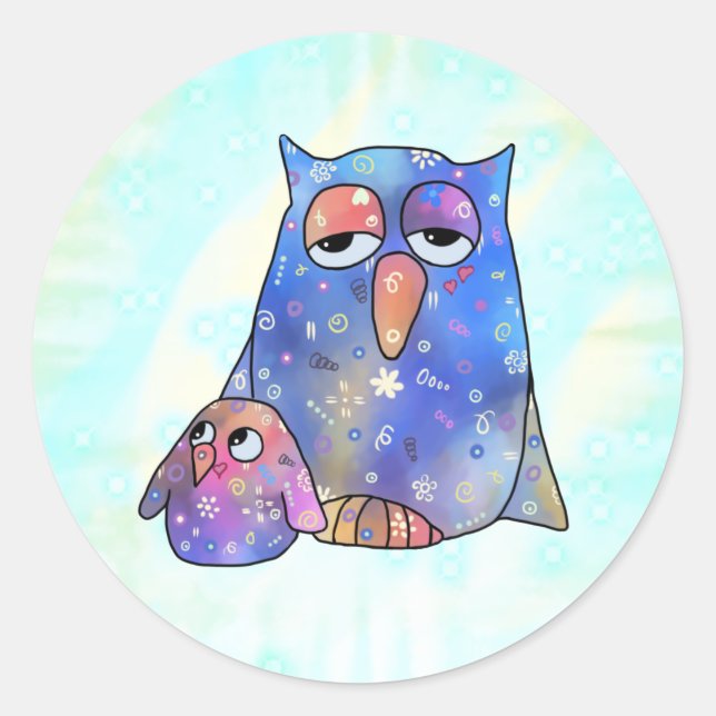 Sticker Rond Chouette bleue (Devant)