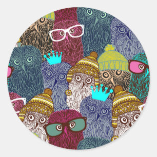 Sticker Rond Chouette dans la couronne