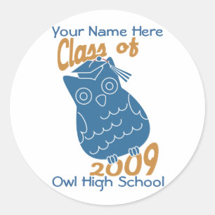 Sticker Rond Chouette de classe