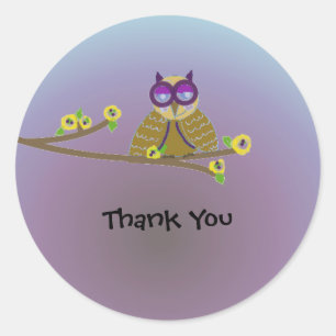 Sticker Rond Chouette de la forêt Merci