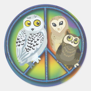 Sticker Rond Chouette de la Paix~autocollants