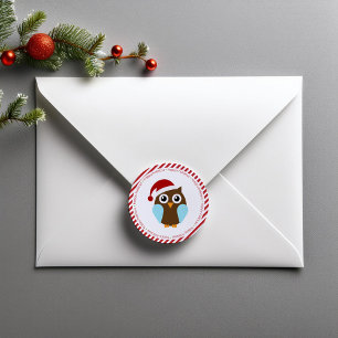 Sticker Rond Chouette de Noël
