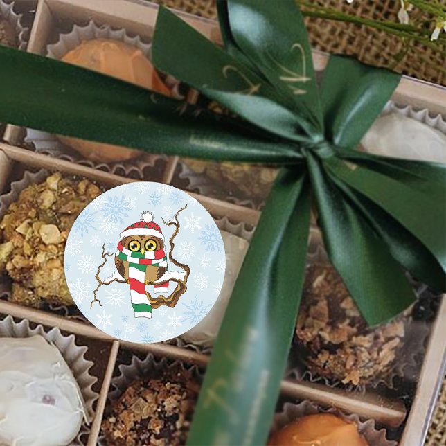 Sticker Rond Chouette de Noël (Créateur téléchargé)