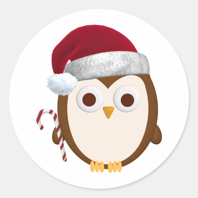 Sticker Rond Chouette de Noël (Devant)