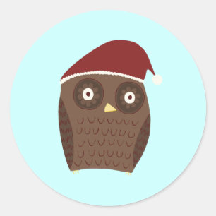 Sticker Rond Chouette de Noël