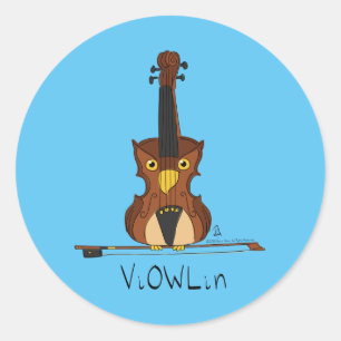 Sticker Rond Chouette de violon Funny Cute Kids Music