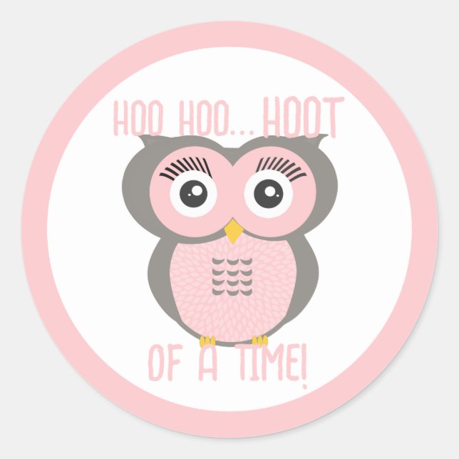 Sticker Rond Chouette géométrique stylisée pourpre (Devant)