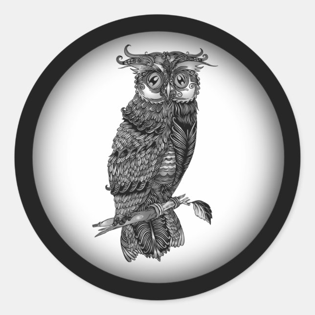 Sticker Rond Chouette grise (Devant)