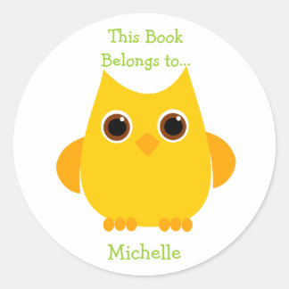 Sticker Rond Chouette jaune