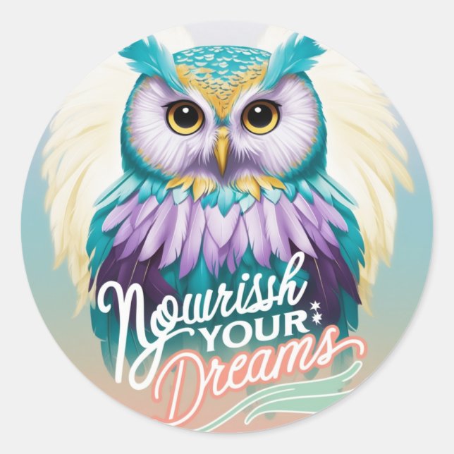 Sticker Rond "Chouette majestueuse avec un message motivationne (Devant)