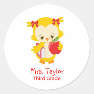 Sticker Rond Chouette mignonne pour professeur