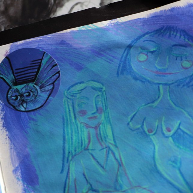 Sticker Rond Chouette pourpre (Créateur téléchargé)