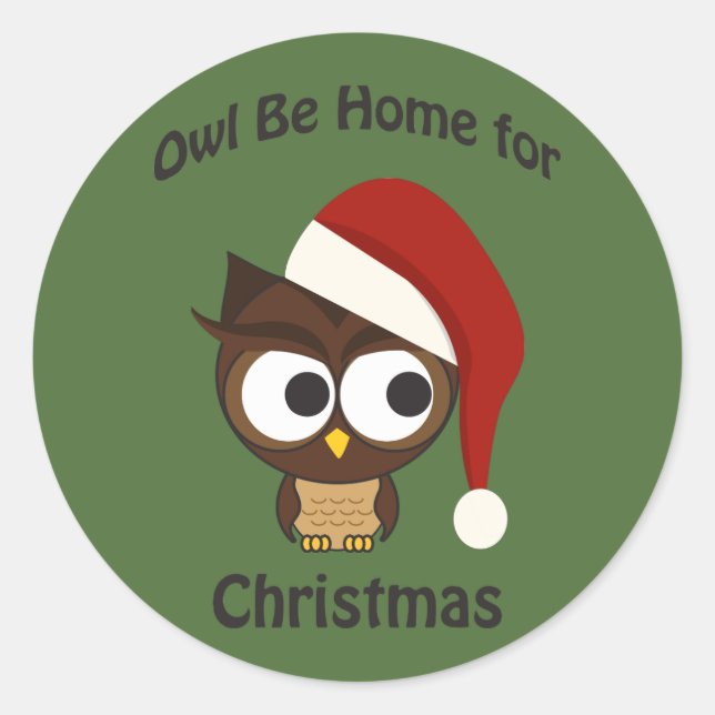 Sticker Rond Chouette soit à la maison pour Noël ! (Devant)