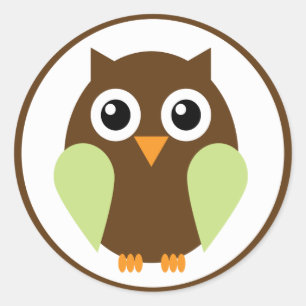 Sticker Rond Chouette verte