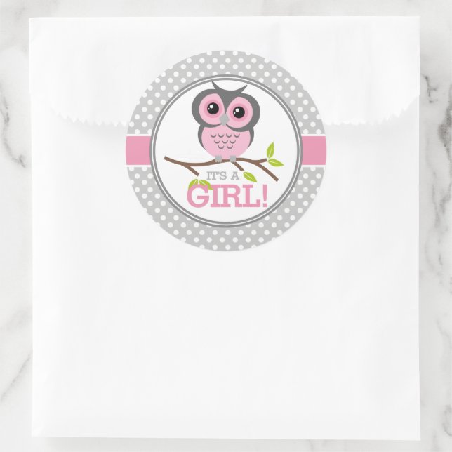 Sticker Rond Chouettes adorables C'est une fille (Sac)