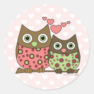 Sticker Rond Chouettes d'amour