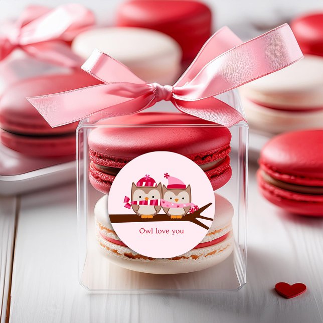 Sticker Rond Chouettes de la Saint-Valentin (Créateur téléchargé)