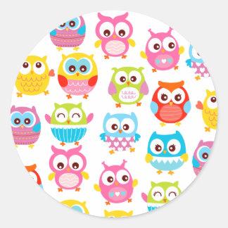 Sticker Rond Chouettes de petits mignons