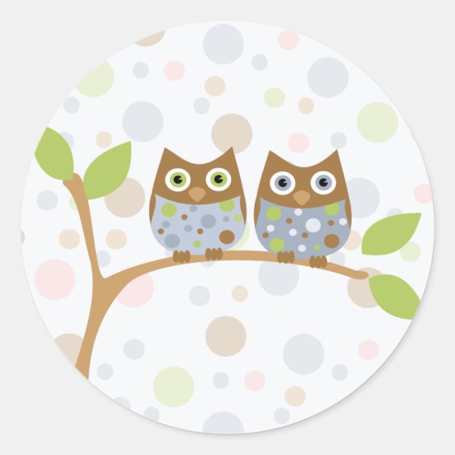 Sticker Rond Chouettes jumelles pour bébés (Devant)
