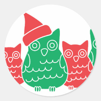 Sticker Rond Chouettes rouges et vertes