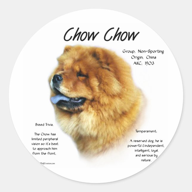 Sticker Rond Chow Chow History Design (Devant)